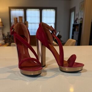 Marc Jacobs Suede Heels with Gold Accents